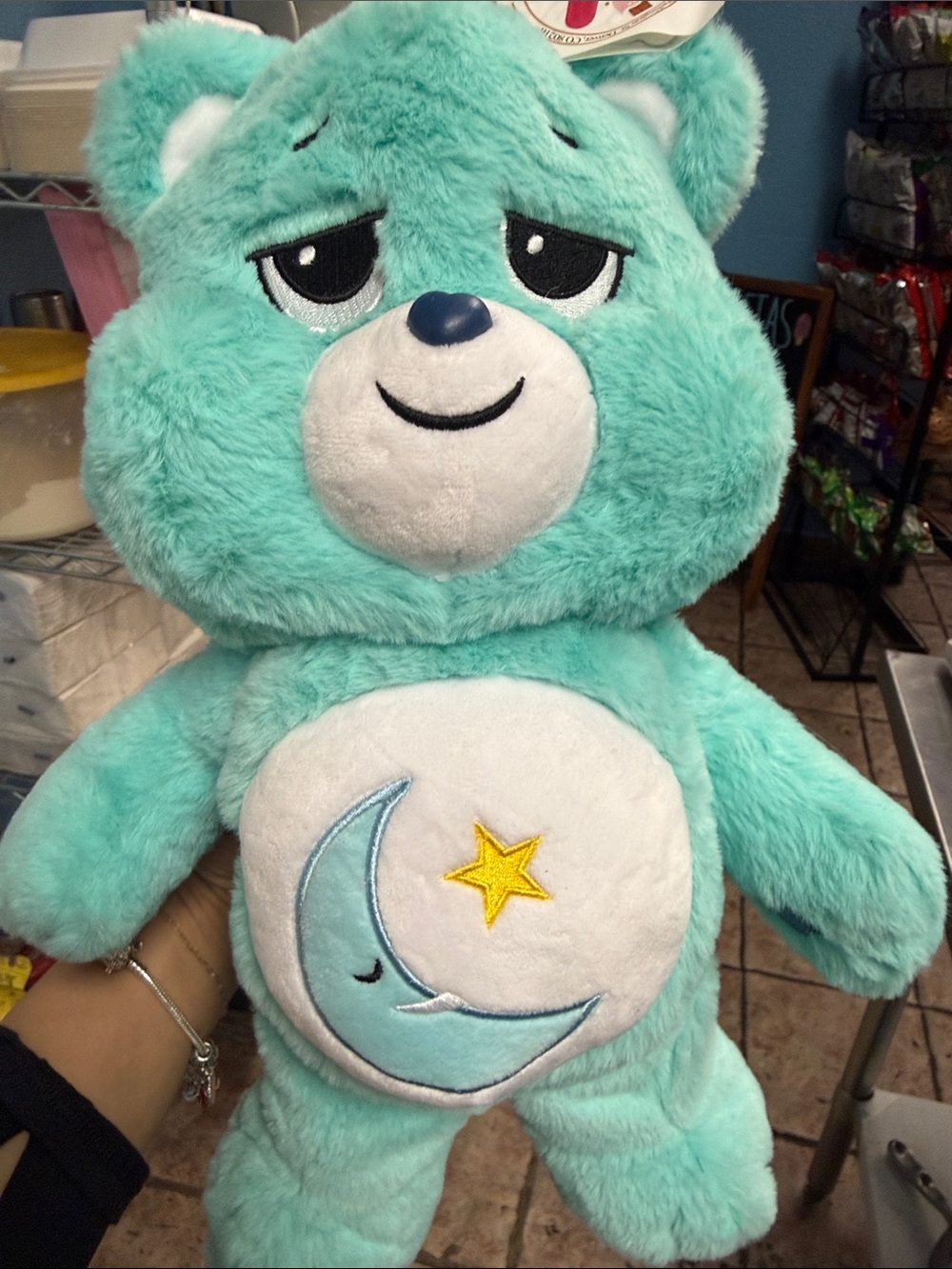 Teal Moon & Star Plush Bear - Soft Kids Toy